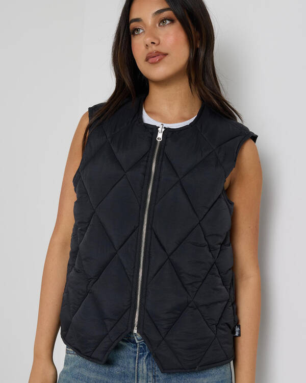 Stussy Stock Logo Reversible Quilted Vest for Womens