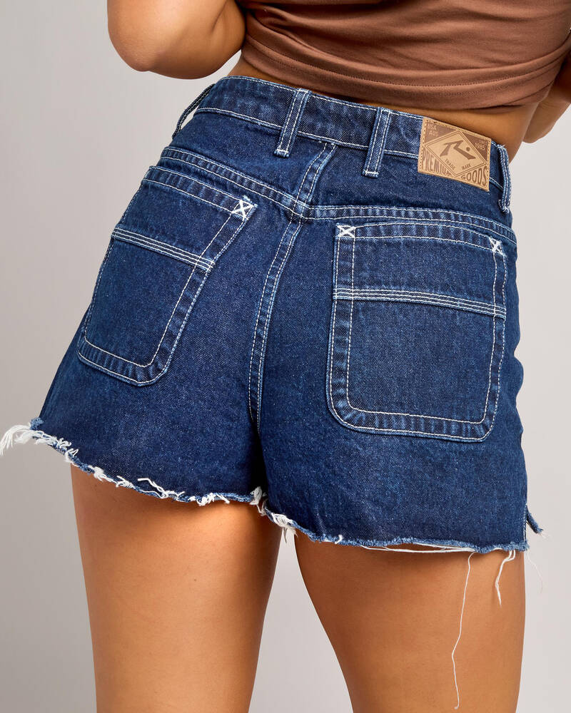 Rusty Penny Kick Flare Denim Shorts for Womens