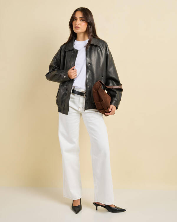 Ava And Ever Maverick Faux Leather Bomber Jacket for Womens