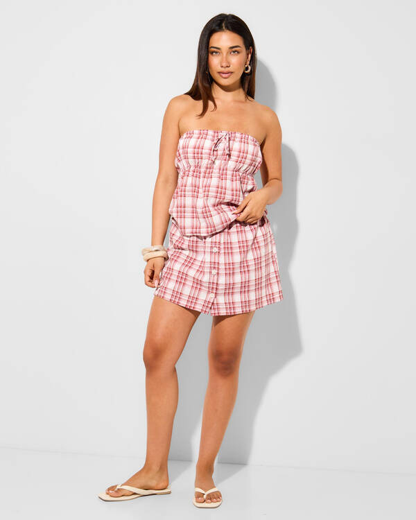 Rhythm Chelsea Check Strapless Top for Womens
