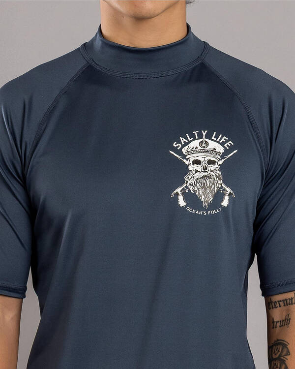 Salty Life Overboard Short Sleeve Rash Vest for Mens