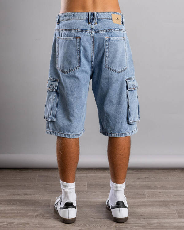 Thrills Big Slacker Denim Cargo Shorts for Mens