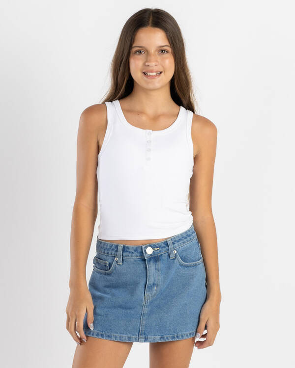 Ava And Ever Girls' Basic Fine Rib Henley Tank Top for Womens