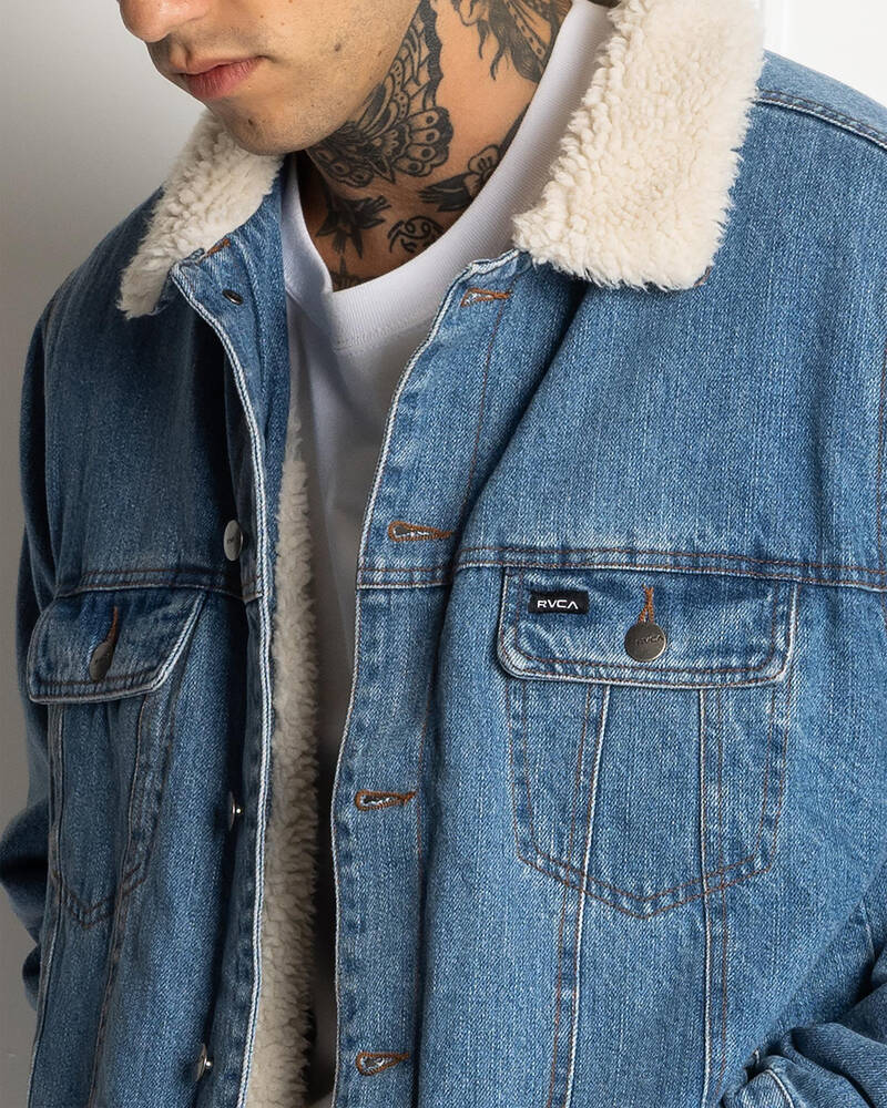 RVCA Denim Sherpa Trucker Jacket for Mens