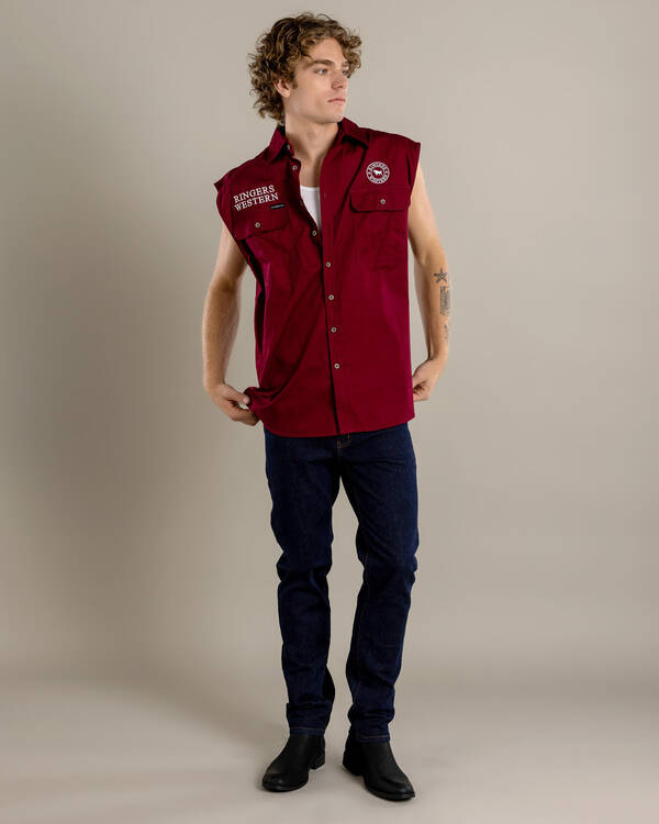 Ringers Western Hawkeye Sleeveless Work Shirt for Mens