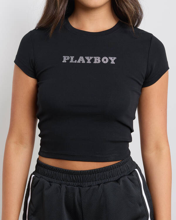 Playboy Diamante` Baby Tee for Womens