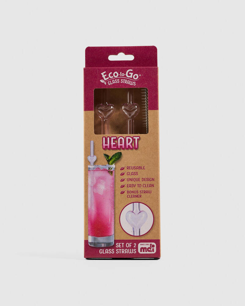 Get It Now Eco-To-Go Heart Glass Straws - 2 Pack for Unisex