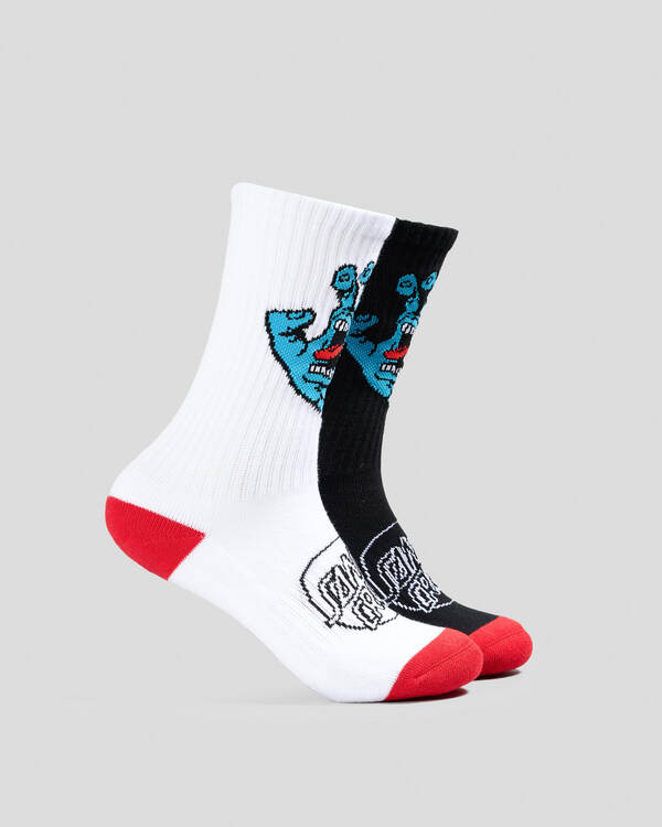 Santa Cruz Boys' Opus Screaming Hand Long Crew Socks 2 Pack for Mens