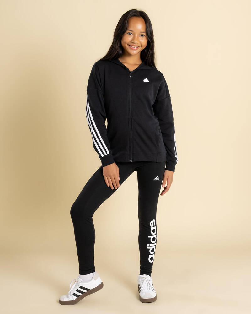 adidas Girls' 3 Stripes Zip Hoodie for Womens