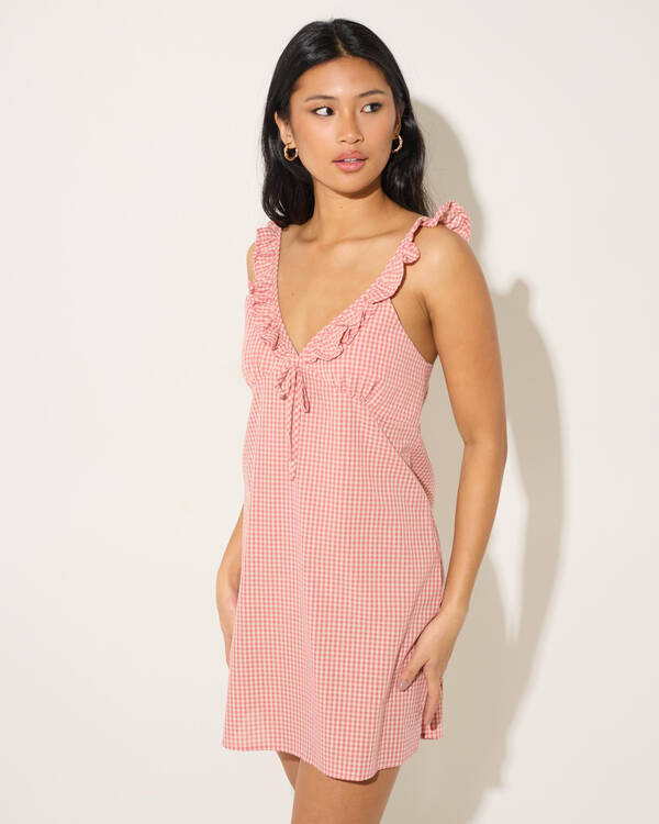 Lola Check Ruffle Mini Dress