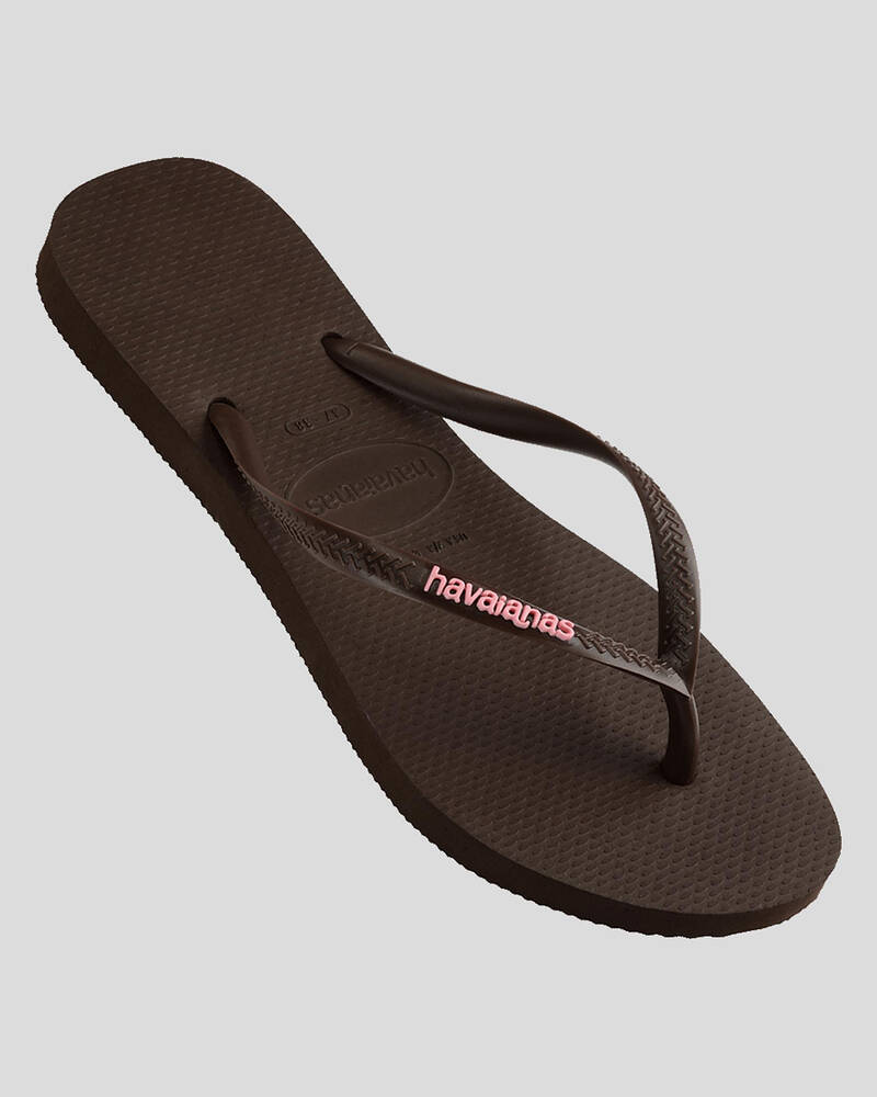 Havaianas Slim Rubber Logo Thongs for Womens