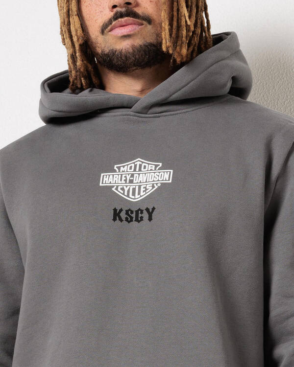 Kiss Chacey Harley-Davidson Hog Duel Curved Hoodie for Mens