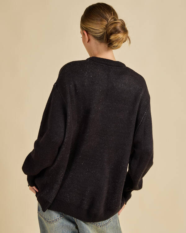 Worship Supplies Diablo Box Fit Crew Neck Knit Sweater for Womens