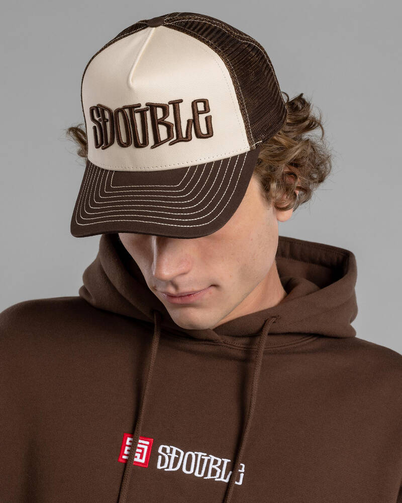 S-Double Mid-Block Curved Peak Trucker Cap for Mens