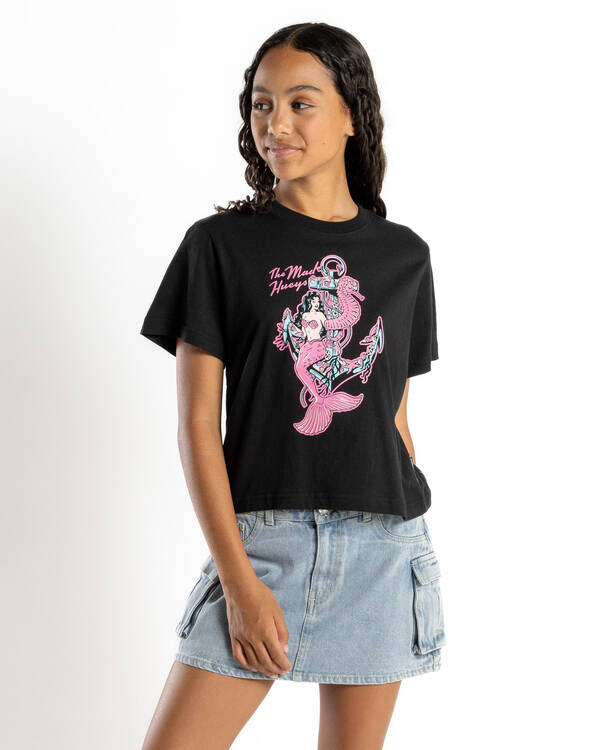 The Mad Hueys Girls' Seahorse Anchor Boxy T-Shirt for Womens
