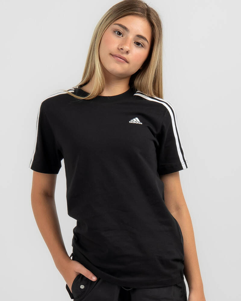adidas Girls' Essential 3 Stripe BF T-Shirt for Womens