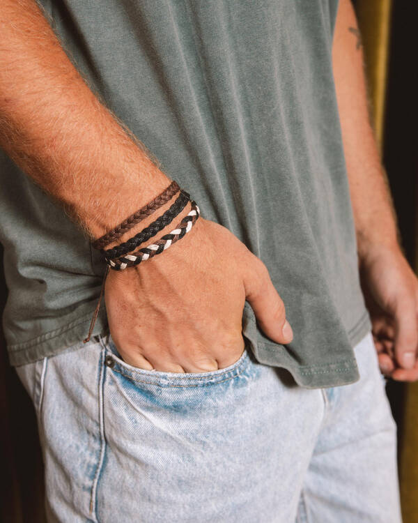 Classics 77 Pack Brn/blk/wht Bracelet for Mens