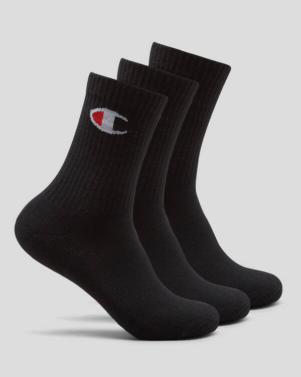 Champion Boys' Large Sport C Logo Crew Socks 3 Pack for Mens