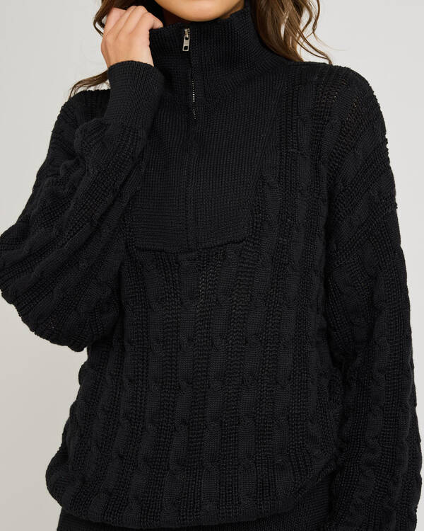 Mooloola Judy Half Zip Collared Cable Knit Jumper for Womens