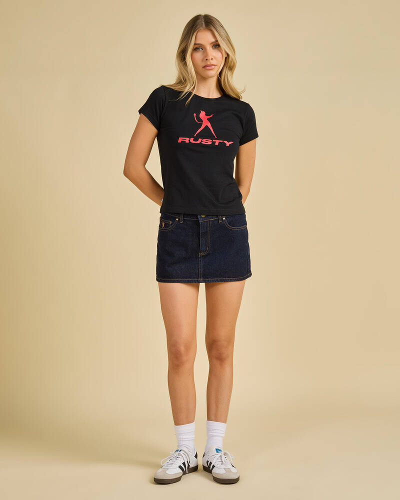 Rusty Devil Power Baby Tee for Womens