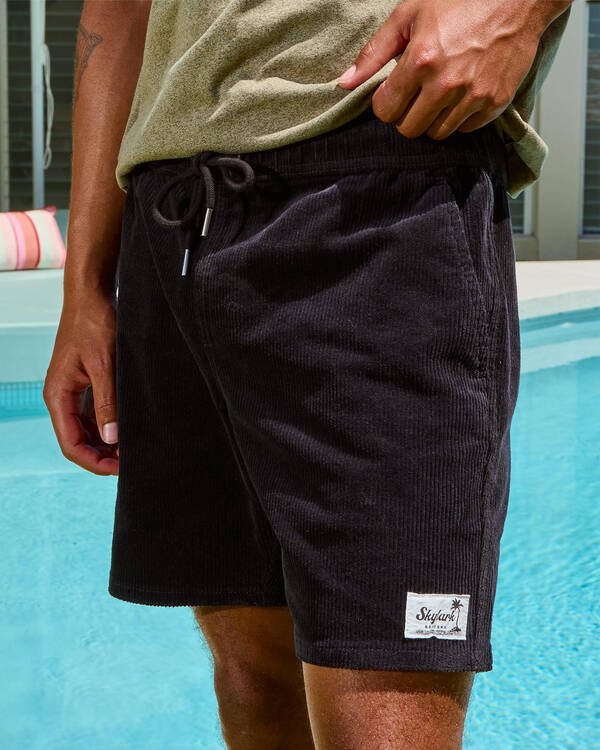 Skylark Cord Elastic Waist Shorts for Mens