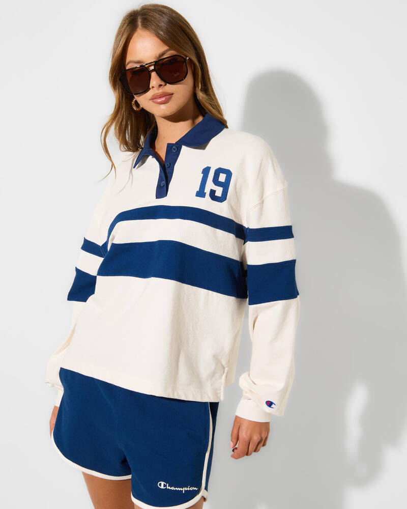 Champion Rugby Long Sleeve Polo T-Shirt for Womens