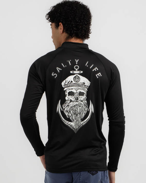 Salty Life Anchors Long Sleeve Rash Vest for Mens