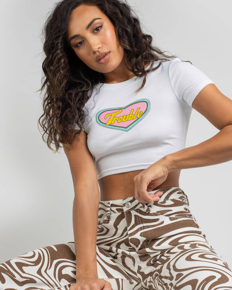 MRKT. Trouble in Love Baby Tee for Womens