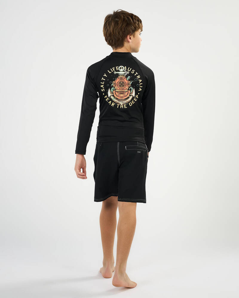 Salty Life Boys' Fear The Deep Long Sleeve Rash Vest for Mens