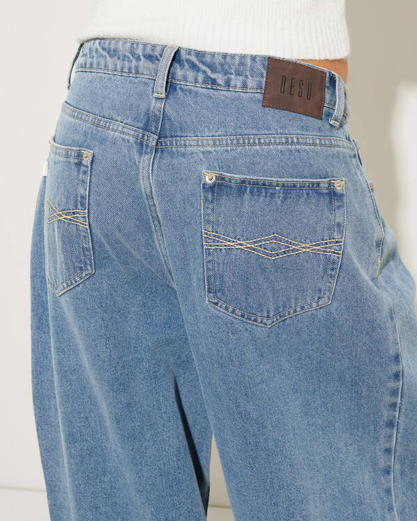 DESU Demi Pleated Wide Leg Jeans for Womens