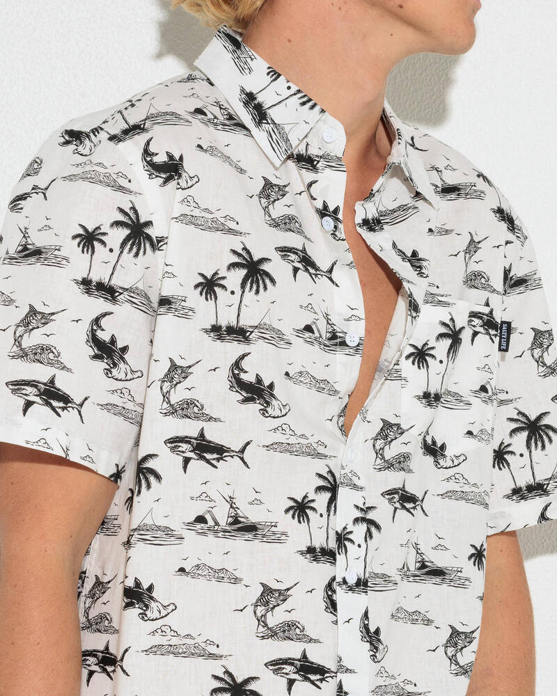 Salty Life Sea Foam Short Sleeve Shirt for Mens