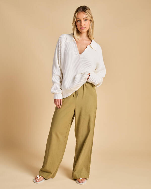 Rhythm Muse V-Neck Collared Fluffy Knit Jumper for Womens