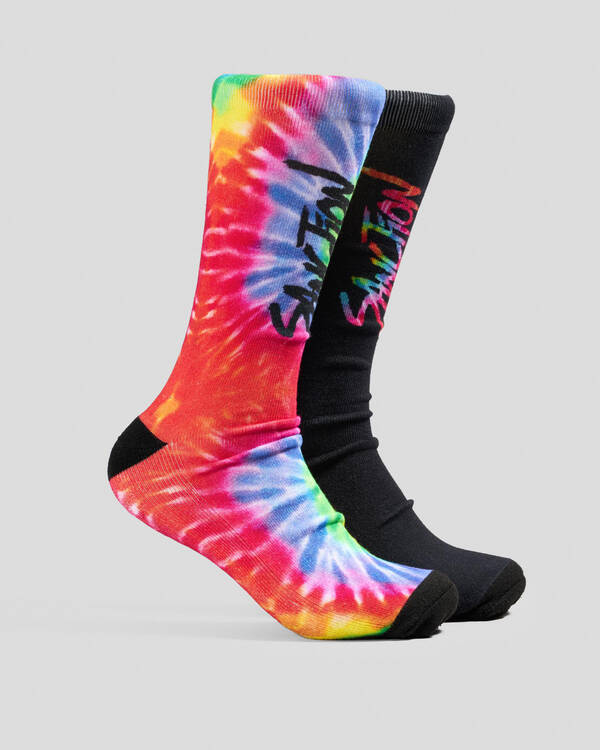 Sanction Rainbow Tie Dye Socks 2 Pack for Mens