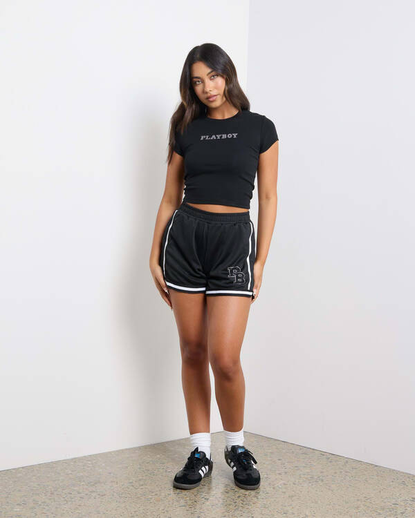 Playboy Basketball Mesh Track Shorts for Womens