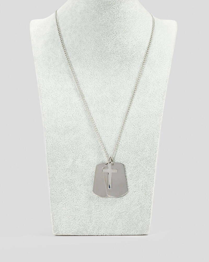 REPUBLIK Dog Tags With Cross Necklace for Mens