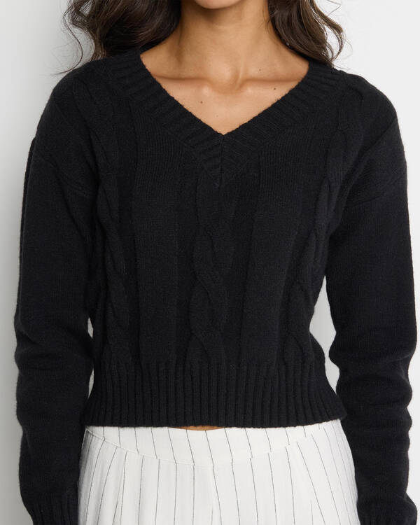 Mooloola Dee Cable V Neck Knit Jumper for Womens