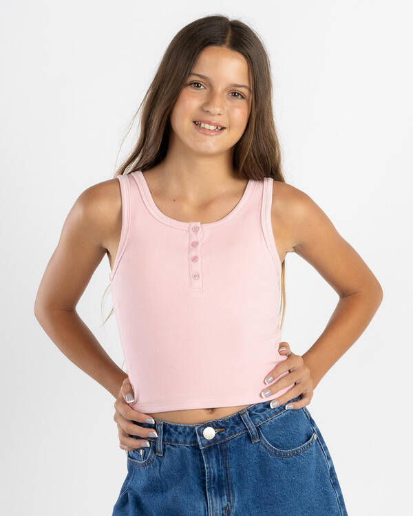 Ava And Ever Girls' Basic Fine Rib Henley Tank Top for Womens