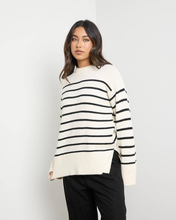 Mooloola Olivia Stripe Crew Neck Knit Jumper for Womens