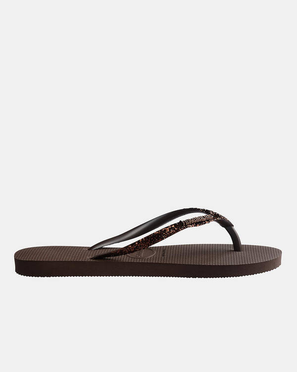 Havaianas Slim Metal Logo Glitter Thongs for Womens