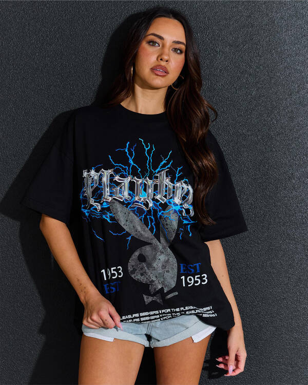 Playboy Gothic Bunny Oversized T-Shirt for Womens