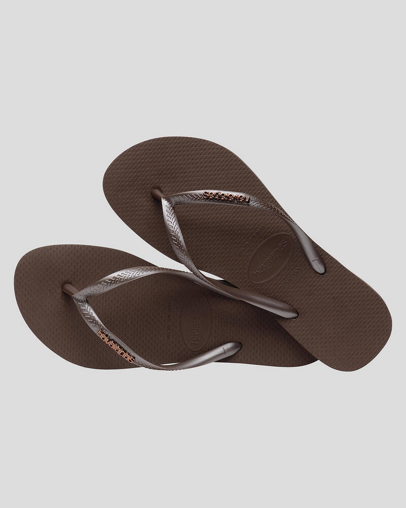 Havaianas Slim Metal Logo Thongs for Womens