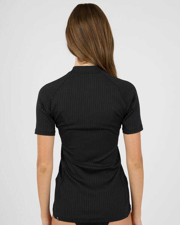 Rip Curl Premium Surf Zip Through Short Sleeve Rash Vest for Womens