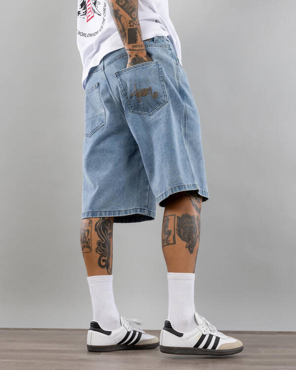 S-Double Embroidered Denim Shorts for Mens