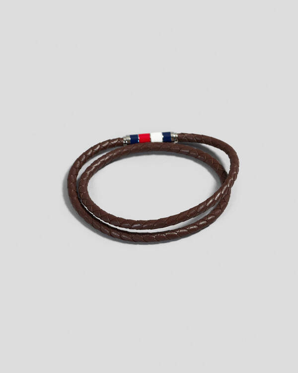 Tommy Hilfiger Leather Wrap Bracelet for Mens
