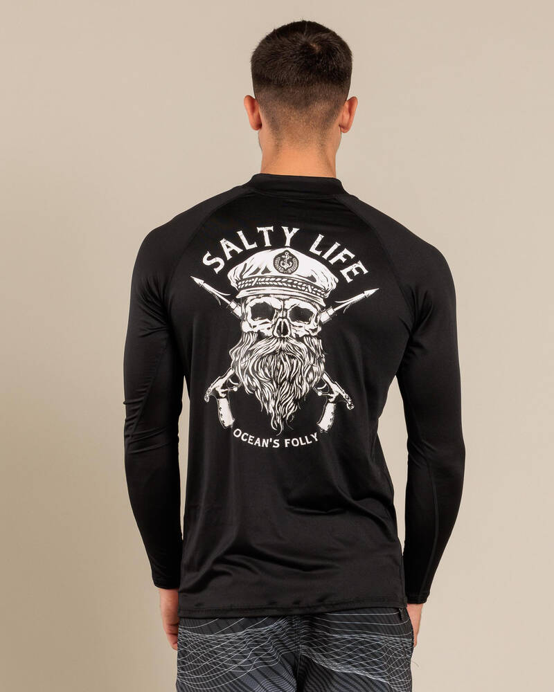 Salty Life Overboard Long Sleeve Rash Vest for Mens