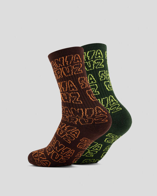 Santa Cruz Boys' Multi Cruz Stack Repeat Crew Socks 2 Pack for Mens
