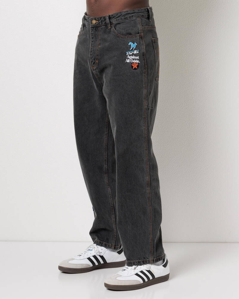 Thrills Against All Odds Mid Slacker Relaxed Long Denim Jeans for Mens