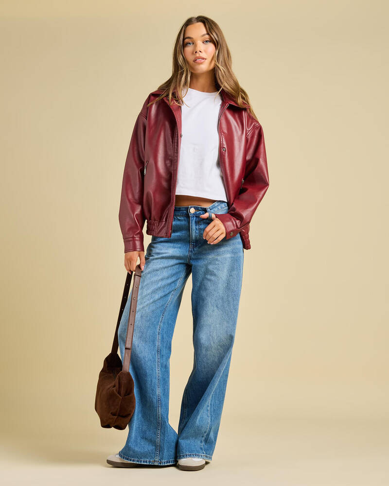 Ava And Ever Maverick Faux Leather Bomber Jacket for Womens