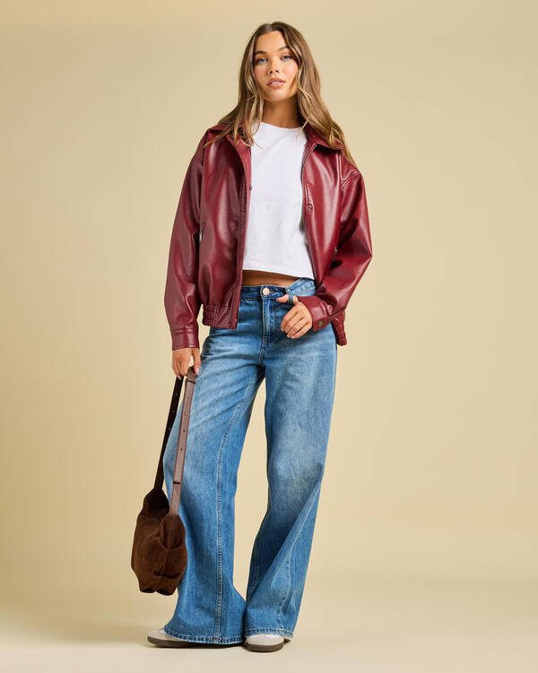 Ava And Ever Maverick Faux Leather Bomber Jacket for Womens