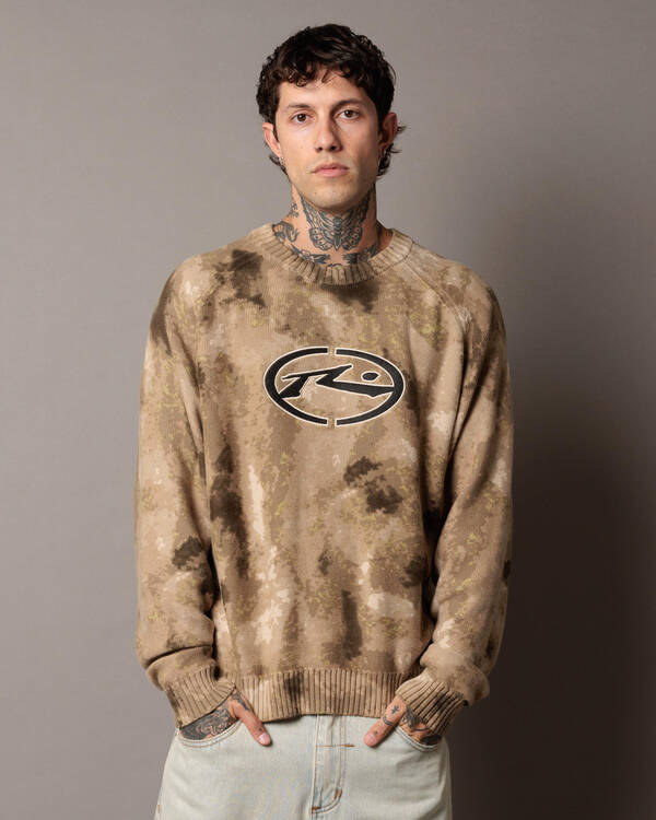 Rusty Camo Ice Printed Crew Jumper for Mens